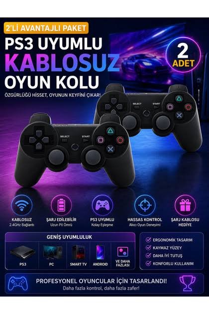 PS3 Sony Yazili Kablosuz Joystickli Oyun Kolu
