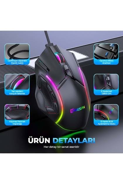 X15 Gaming Mouse 12800 DPI 12 TUS Makro 1000hz